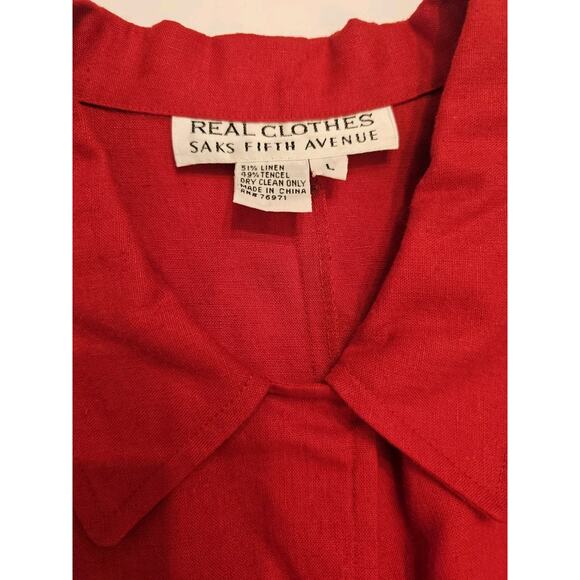 Real Clothes by Saks Fifth Avenue Women's 2-Piece Red Size‎ L/M Linen Tunic Set - Picture 6 of 13